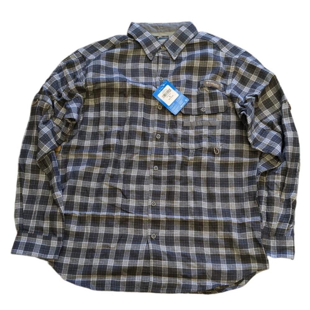 Columbia Men's Sharptail Flannel-Grey Plaid-Medium-NWT-C99